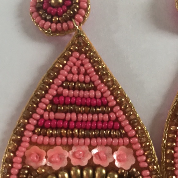 Pink Boho Seed Bead Earrings - Picture 3 of 10